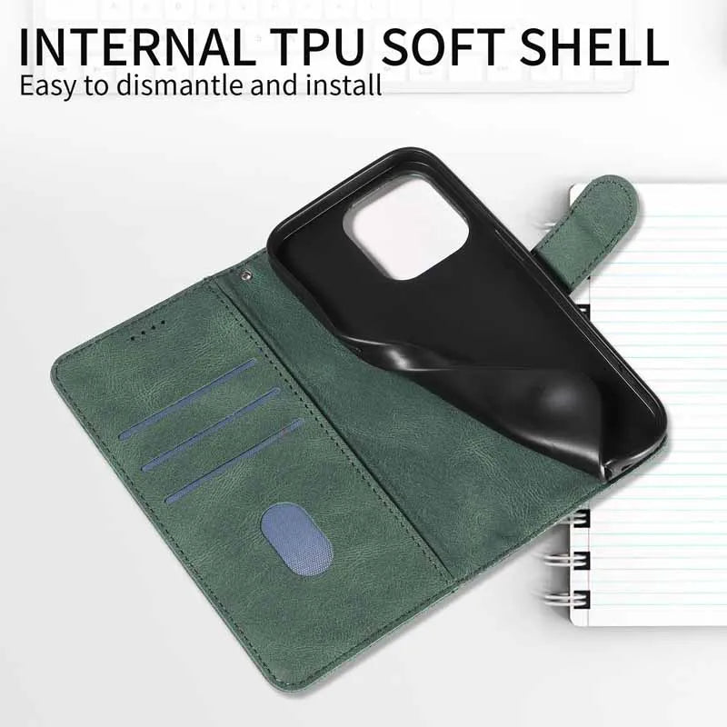 Leather Flip Wallet Case for Motorola Moto G & E Series (G13–G85, E13–E14) – Card Holder Stand Book Cover
