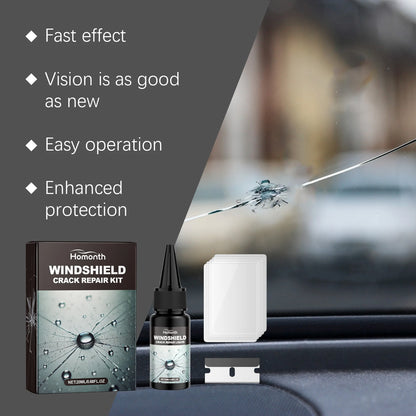 20ml Windshield Repair Kit - DIY Car Glass Crack Fix Tool with Resin, Curing Film and Scraper