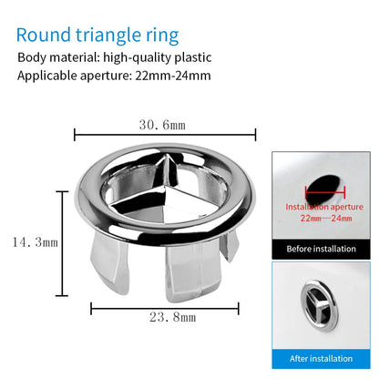 Round Ring Overflow Cover for Bath Sink – Plastic Tidy Trim for Ceramic Basin, Bathroom Sink Replacement Part