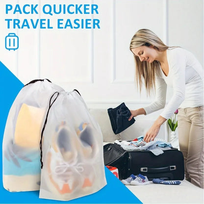 5/10/20PCS Portable Drawstring Shoe Storage Bags — Waterproof Transparent Eco Travel & Makeup Organizer Bags