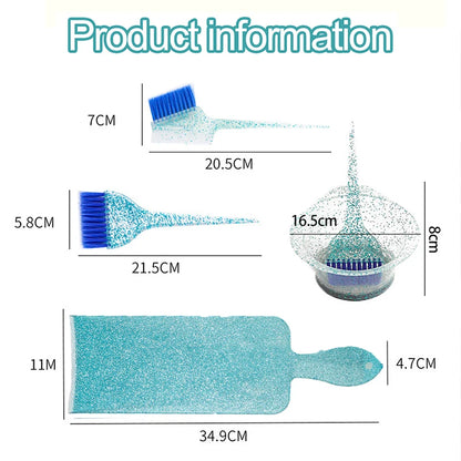 4pcs Hair Dye Bowl & Brush Set – Crystal Shiny Coloring Mix Board for DIY & Professional Hairdresser Styling Tools