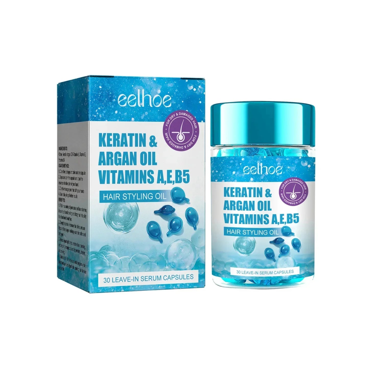 Magic Hair Vitamin Capsules with Keratin Oil – Fast Restore for Soft, Smooth, Shiny Hair & Deep Moisturizing Frizzy Scalp Care