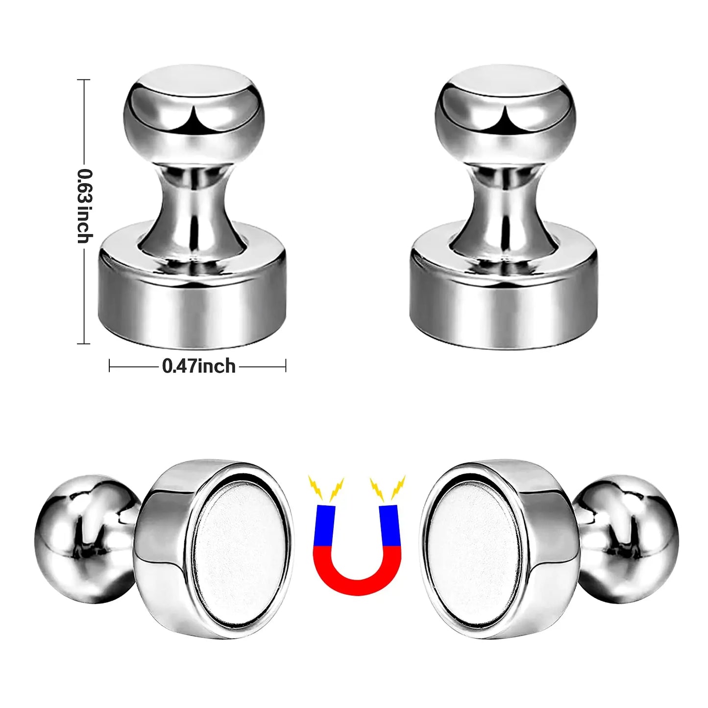 10pcs Super Strong Neodymium Magnetic Pushpins | Durable Steel Magnet Thumbtack | Ideal for Refrigerator & Whiteboard