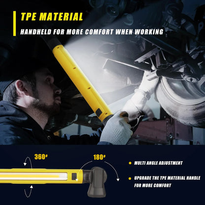 Super Bright Magnetic Work Light - 5200mAh Rechargeable Battery, Underhood Work Lamp Bar for Car Repair and Outdoor Lighting