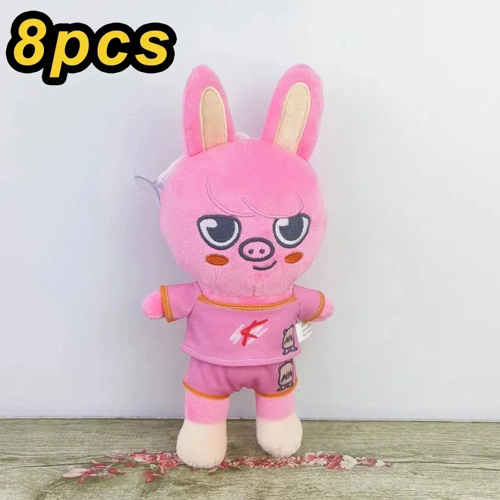 20cm Kawaii Skzoo Plush Toy Set – 8pcs Cartoon Stuffed Animals for Kids, Room Decor & Gifts
