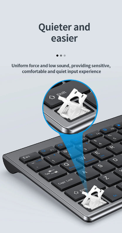 Gray Bluetooth 5.0 & 2.4G Wireless Keyboard Mouse Combo – Rechargeable Full Size Keyboard for Notebook & Laptop