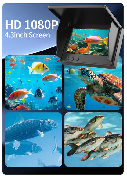 Portable Fish Depth Finder – Handheld 1080P 4.3 Inch LCD Fishing Camera with 120° Underwater View & Night Vision