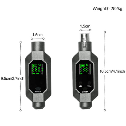 UHF Wireless Microphone Converter: XLR Transmitter and Receiver System for Dynamic Microphones