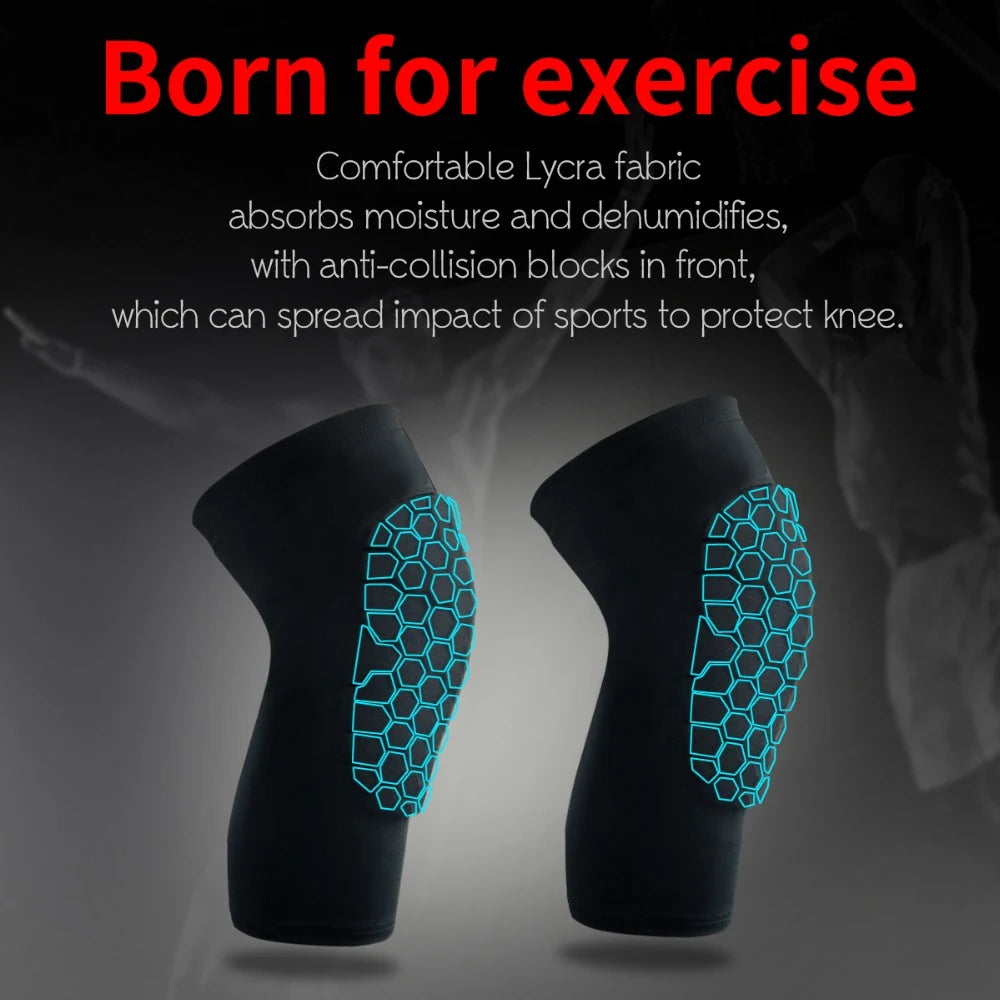 Honeycomb Foam Knee Pad for Basketball and Volleyball – Compression Leg Sleeve Knee Brace Support for Sports Fitness