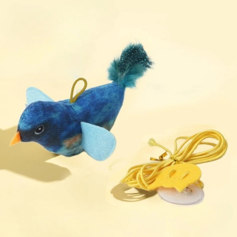 Interactive Bird Cat Toy - Sounding Catnip Teaser Toy for Indoor Cats, Wall Hanging Chasing & Play Activity