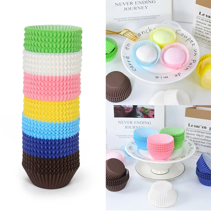 100pcs Oilproof Muffin Cupcake Liners – Solid Color Baking Paper Cups for Cakes, Birthday Party & Decorating Baking Tray Accessories