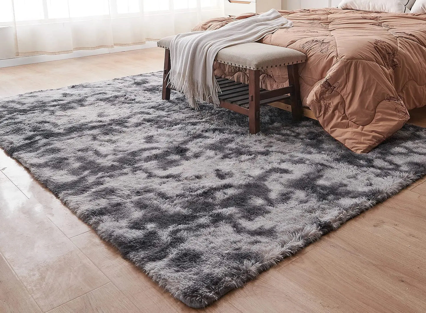 Soft Shaggy Plush Area Rug – Large Fluffy Beige Carpet for Living Room, Bedroom, Kids Room & Nursery Decor