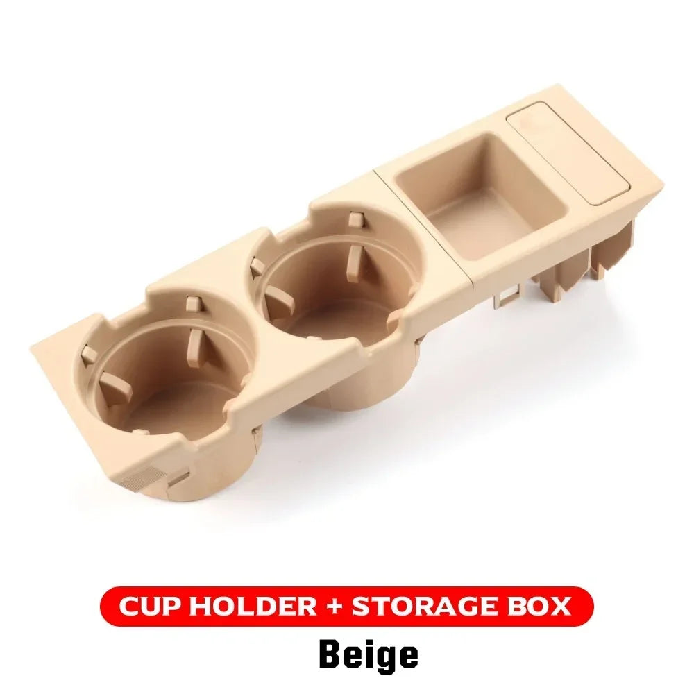 Double Hole Front Center Console Storage Box – Coin & Cup Holder for BMW E46 1999-2006 (51168217953)