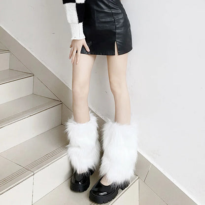 Women’s Faux Fur Leg Warmers – Fall Boot Covers & Stockings, Lolita Punk Harajuku Style Foot Warmers