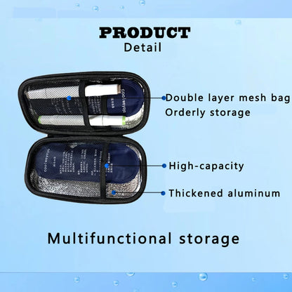 Waterproof PU Insulin Cooler Bag – Portable Insulated Diabetic Travel Case, Aluminum Foil Cooler Box & Ice Bag