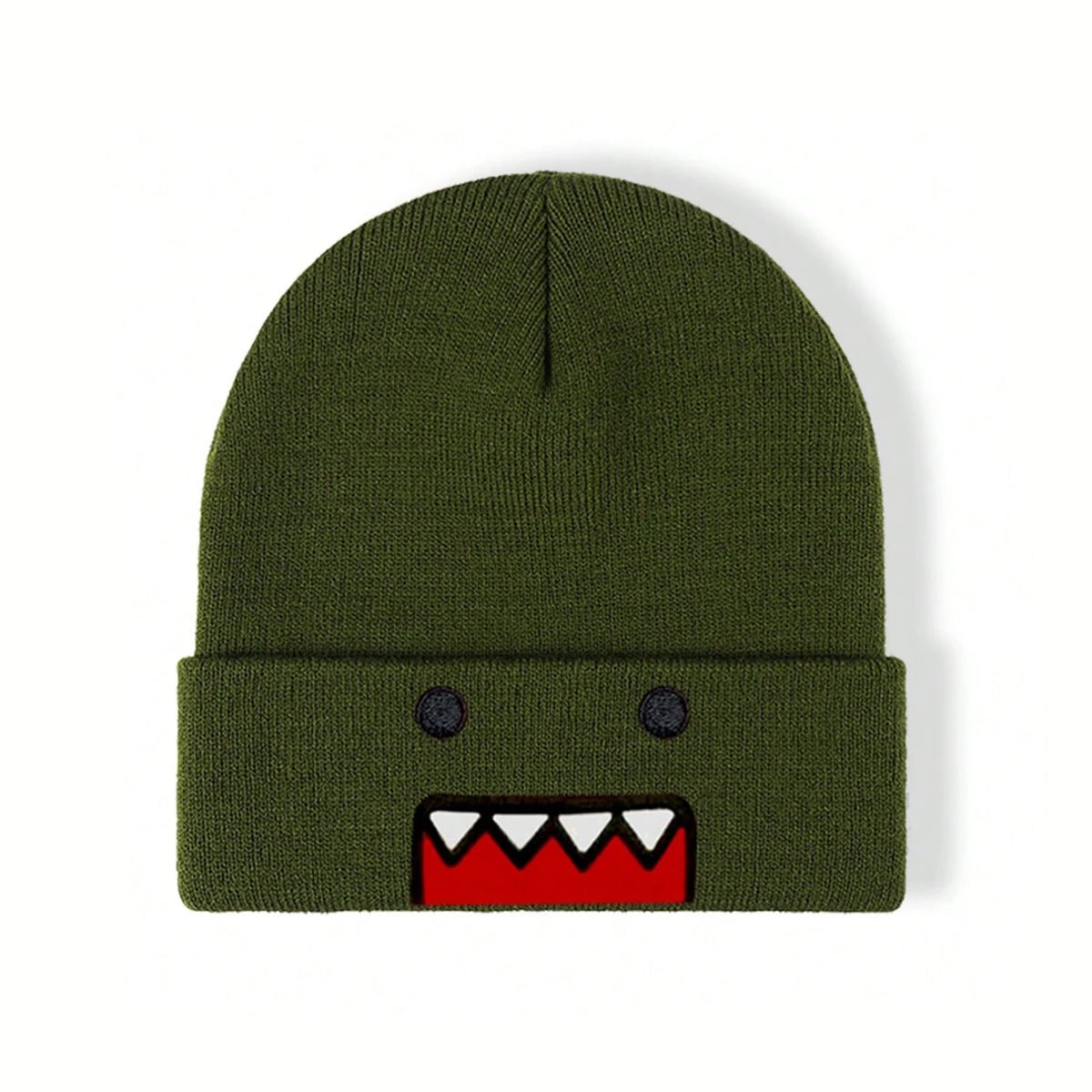 Domo-Kun Embroidered Knit Beanie - Warm Windproof Unisex Winter Hat with Casual Hip-Hop Style