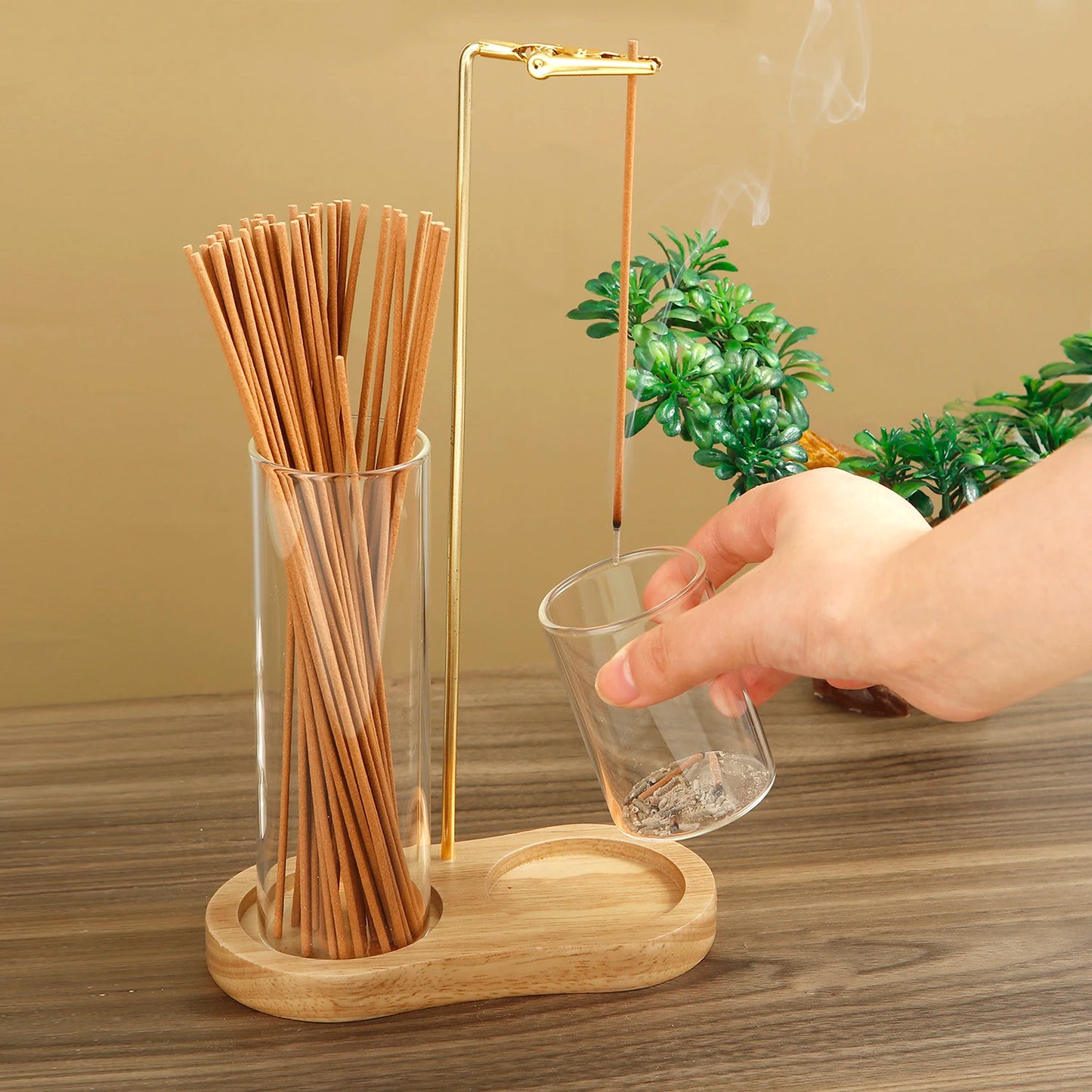 Incense Stick Holder with Ash Catcher — 2-in-1 Organizer and Anti-Flying Ash Burner