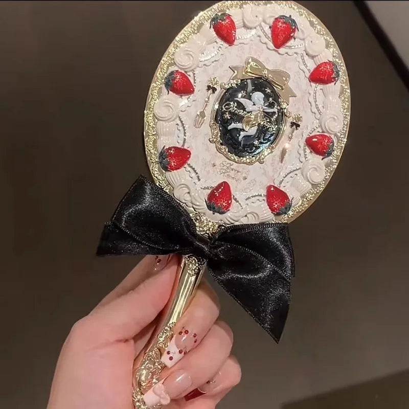 Flower Knows Angel Series Handheld Mirror – White, Black & Pink Compact Mirror