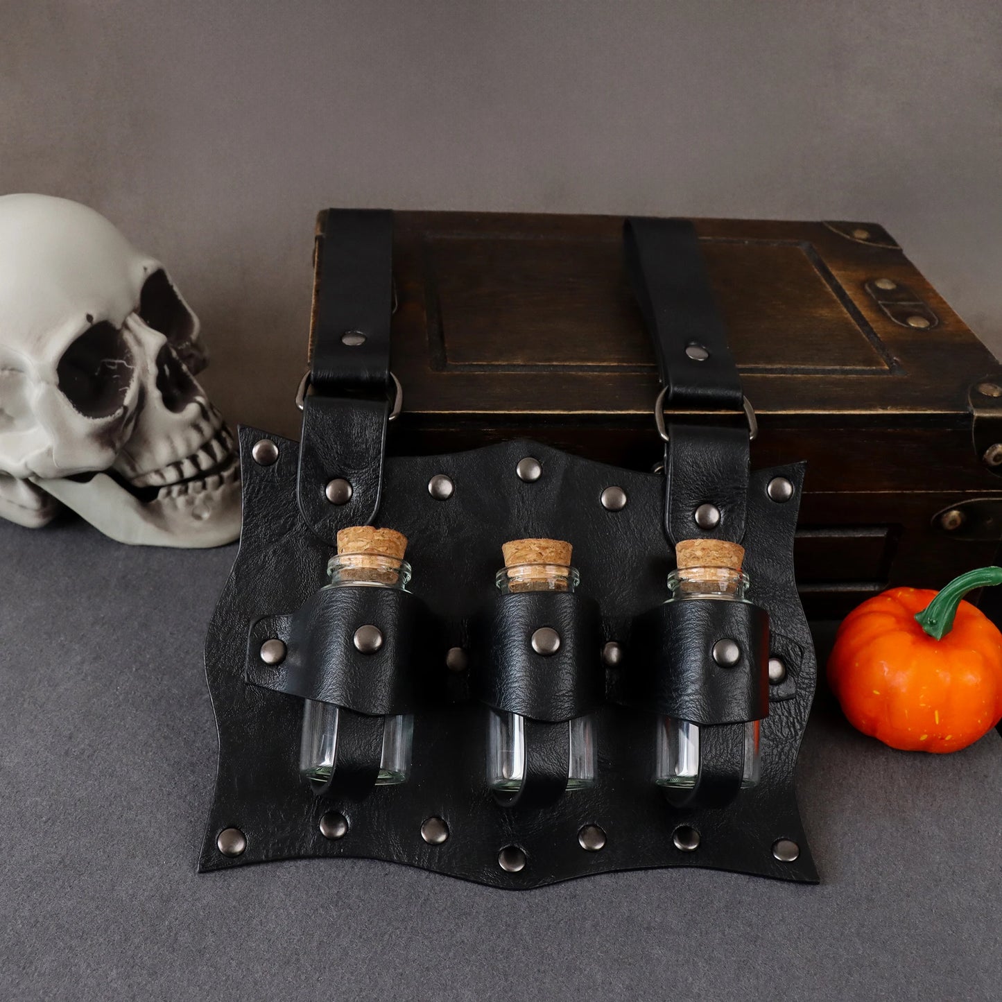 Medieval Alchemy Vial PU Belt – Hanging Potion Pouch for Magic Costume, Cosplay & Healer Kit Props