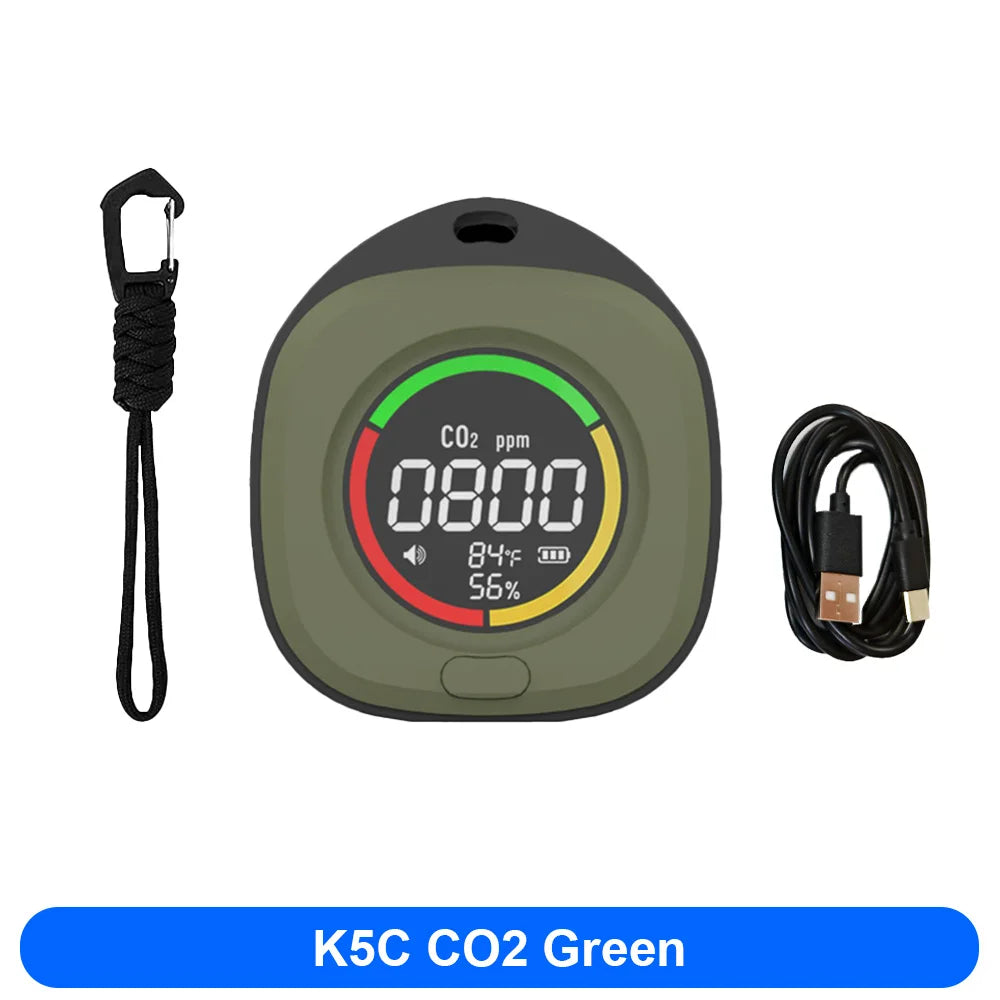 FMAi K5 Carbon Monoxide Detector - Portable Rechargeable CO & CO2 Monitor with LED Screen and Alarm Sound