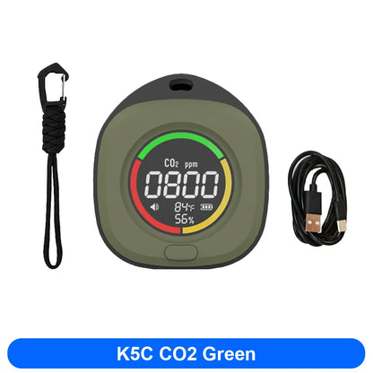 FMAi K5 Carbon Monoxide Detector - Portable Rechargeable CO & CO2 Monitor with LED Display and Alarm