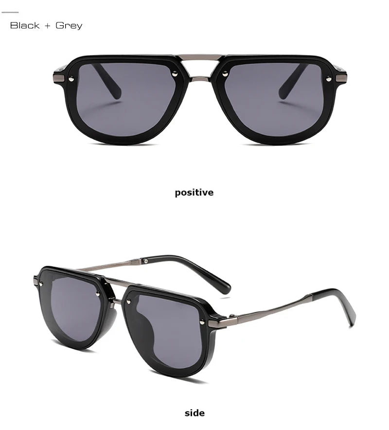 SHAUNA Retro Oval Sunglasses – Luxury Punk UV400 Shades for Women & Men