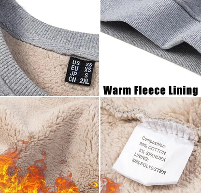 TACVASEN Men’s Winter Fleece Sweatshirt – Thicken Sherpa-Lined Crewneck Pullover, Warm Heavy Winter Top, No Hood