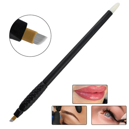 10pcs Disposable Microblading Pens – 18U & 14F Semi-Permanent Eyebrow Hand Tools