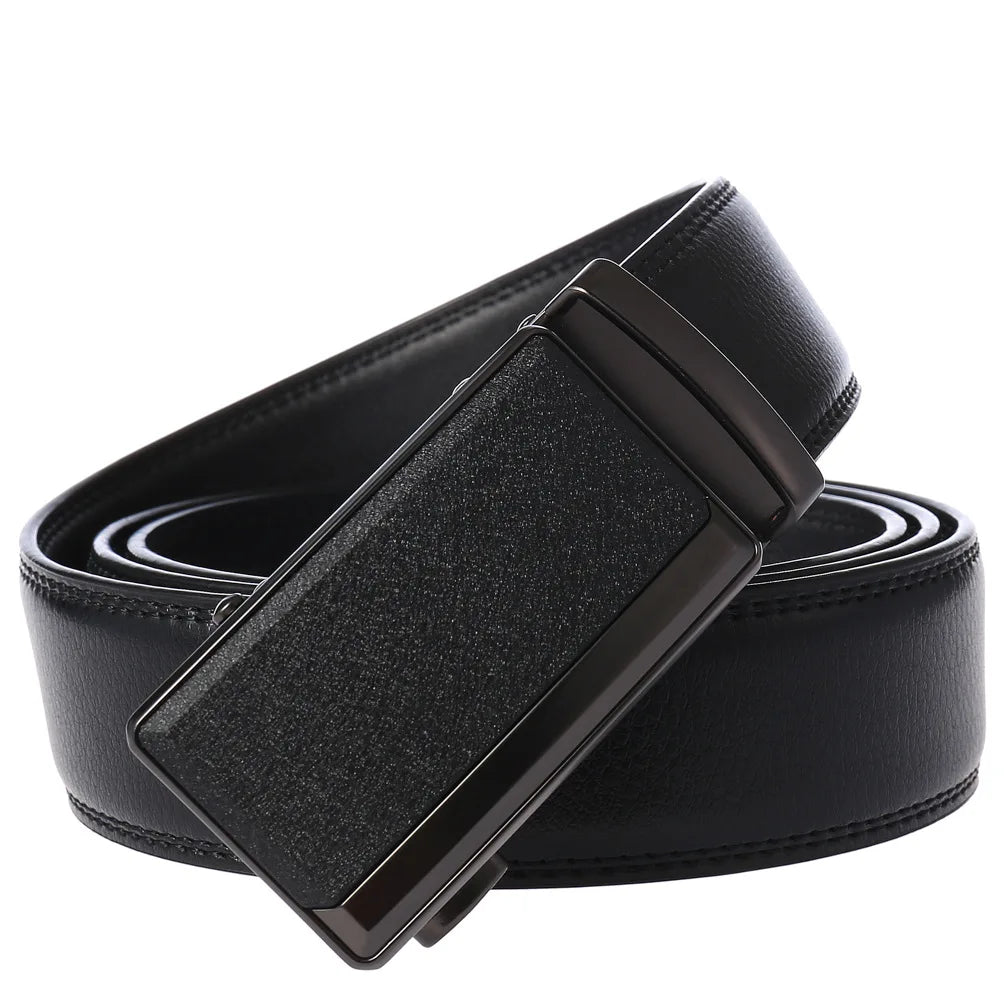 Men’s Cowskin Leather Belt – Luxury Automatic Buckle Designer Style in Black or Brown (3.5cm)