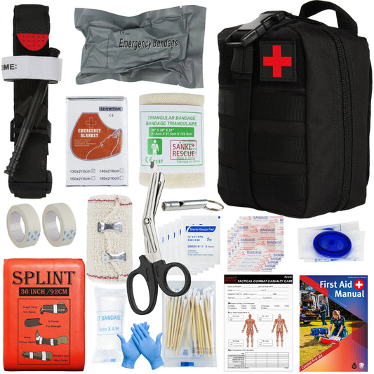 Tactical IFAK First Aid Kit - MOLLE Survival Pouch with 18-Piece EMT Emergency Supplies for Camping Outdoors