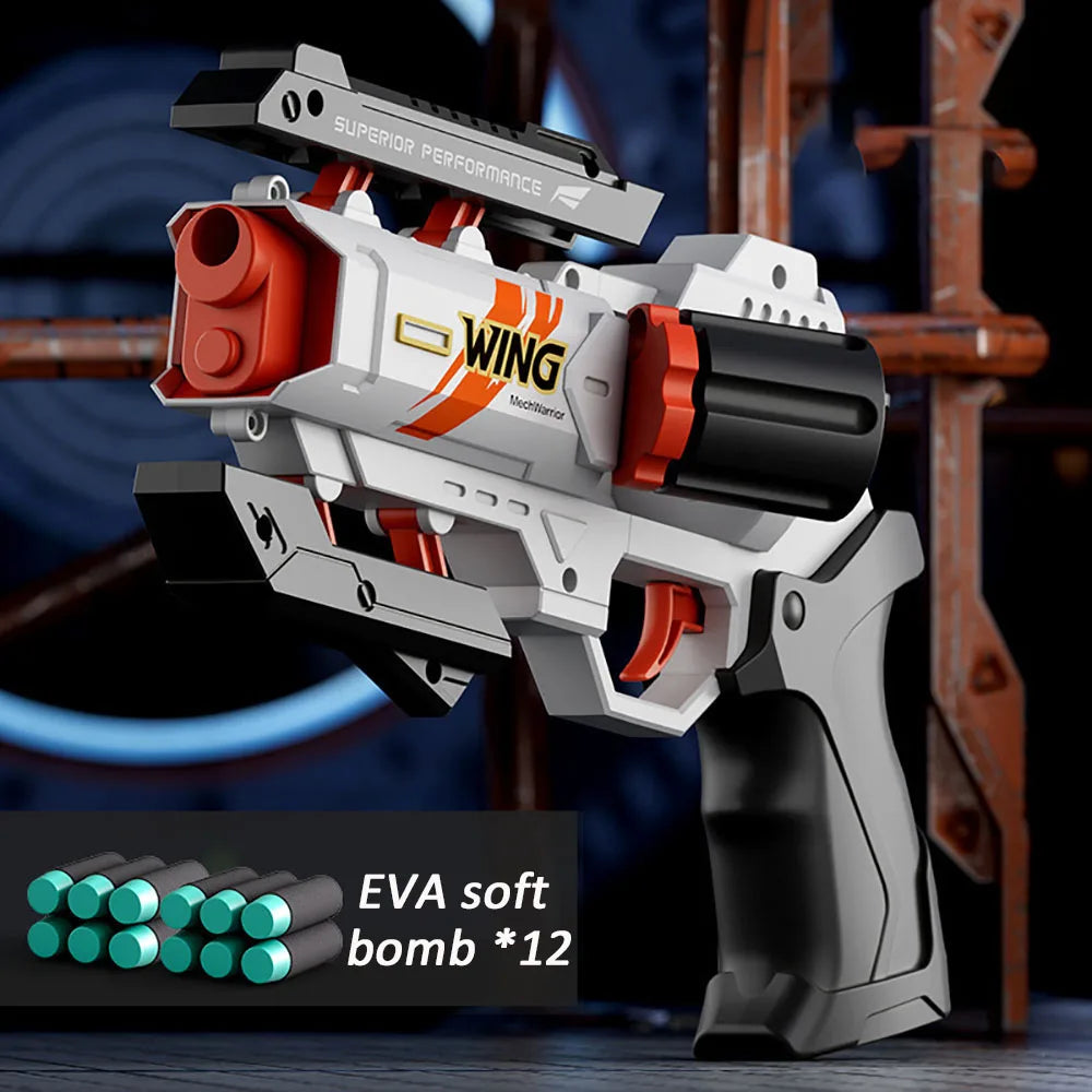 Kids Soft Bullet Gun Toy – EVA Foam Bullet Pistol, Rapid Deformation Revolver for Boys & Adults, Outdoor Shooting Gift