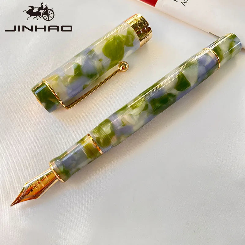 Jinhao 100 Celluloid Fountain Pen – Classic Style Fine Nib with Refillable Converter | Smooth Writing Instrument