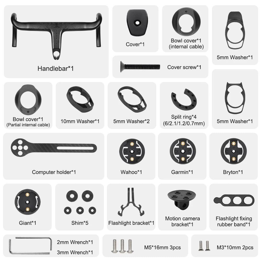 TOSEEK T700 Carbon Road Bike Handlebar - Integrated Di2 Carbon Fiber Drop Bar Bicycle Accessory