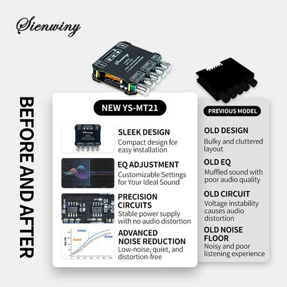 YS-MT21 Bluetooth Audio Amplifier Board - 2.1 Channel 200W Hi-Fi Stereo Bass & Treble EQ