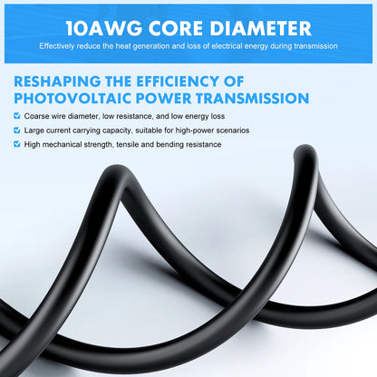 Solar Panel Extension Cable – PV DC Wire 1-10m, 4mm²/6mm² 1000V/1500V with Solar Connector Plugs