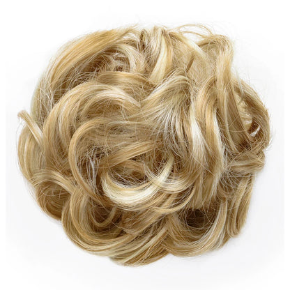 Synthetic Messy Bun Chignon Donut – Blonde & Brown Hair Bun Pad, Elastic Hair Rope, Rubber Band Hair Extensions for Women