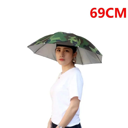 Foldable Outdoor Umbrella Hat – Double Layer Sun Cap for Fishing, Camping & Beach, Unisex Headwear