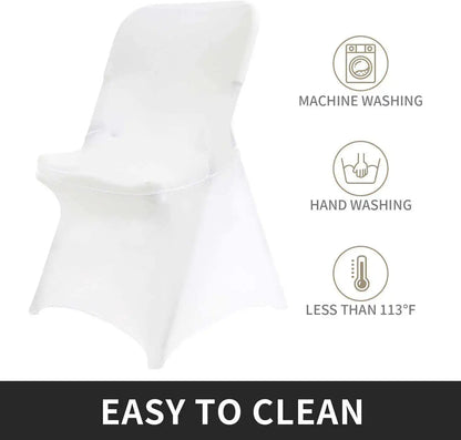 READOR White Spandex Chair Covers – 30/50/100Pcs Stretch Slipcovers for Wedding, Party & Banquet Folding Chairs
