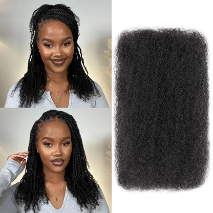 Afro Kinky Bulk Human Hair – 30g/pc Natural Black Brazilian Curly Hair for Braids & Dreadlock Extensions