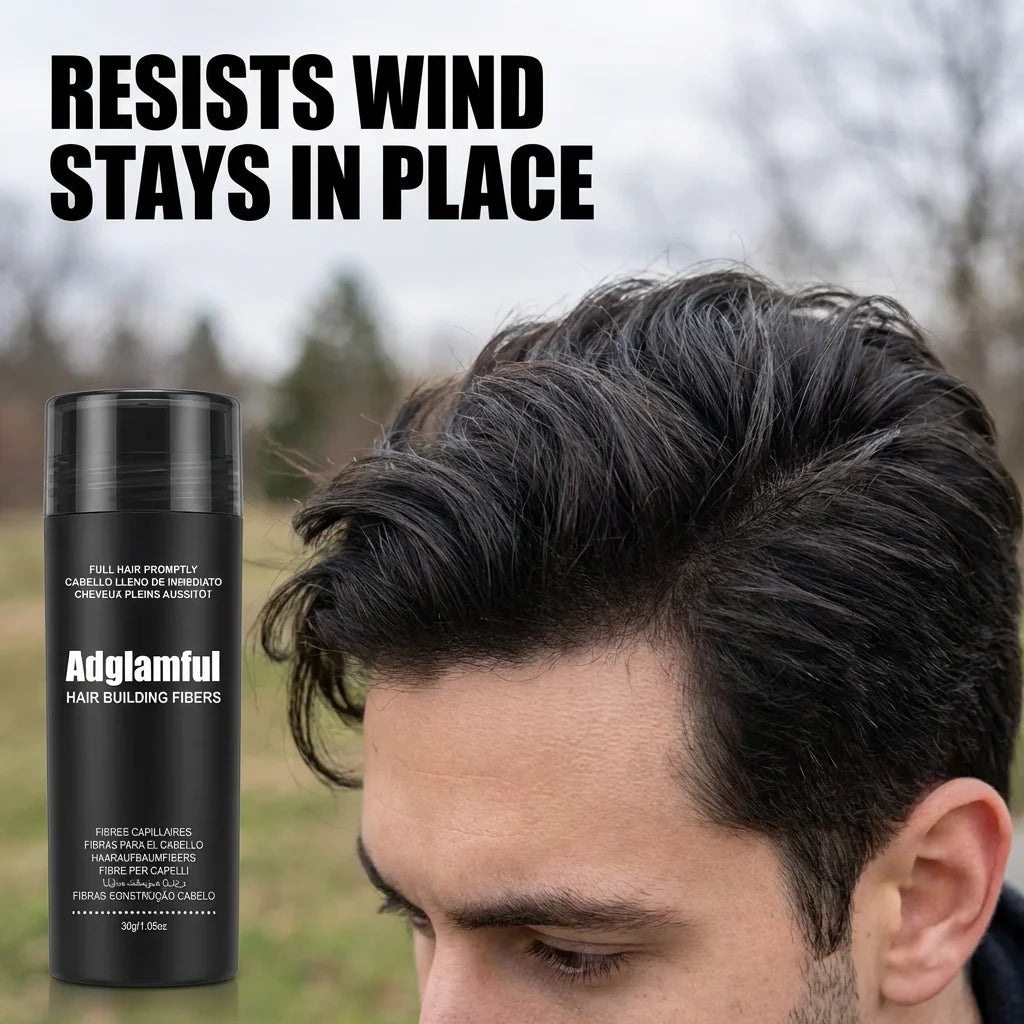 Aadglamful Hair Fiber Powder 30g – Instant Hair Volumizing & Hairline Filler for Natural-Looking Density, Unisex Styling Solution for All Occasions