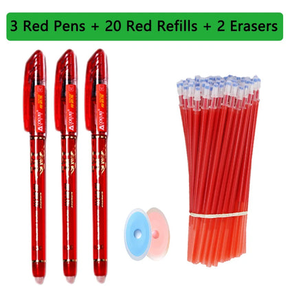 Kawaii Erasable Gel Pens 25-Piece Set - Cute School and Office Writing Pens for Notebooks and Stationery
