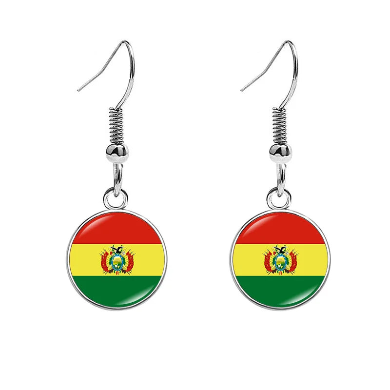 South & North America Flag Earrings - Patriotic Country Pride Drop Dangle Jewelry Gifts for Women