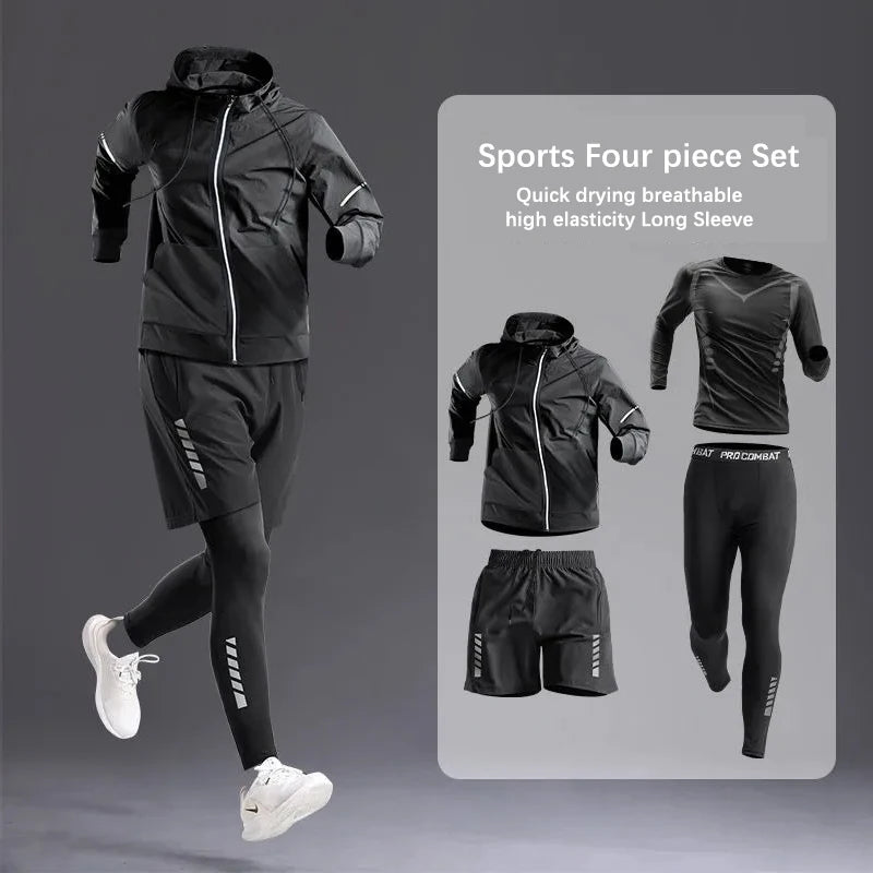 All-Season Men’s Sportswear 5-Piece Set — Tracksuit for Running, Cycling, Fitness & Hiking