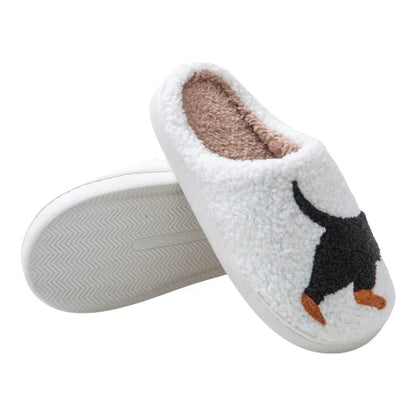 Cartoon Cat & Dachshund Dog Slippers – Indoor Lightweight Cotton Slides for Men & Women, Warm Winter Bedroom Shoes