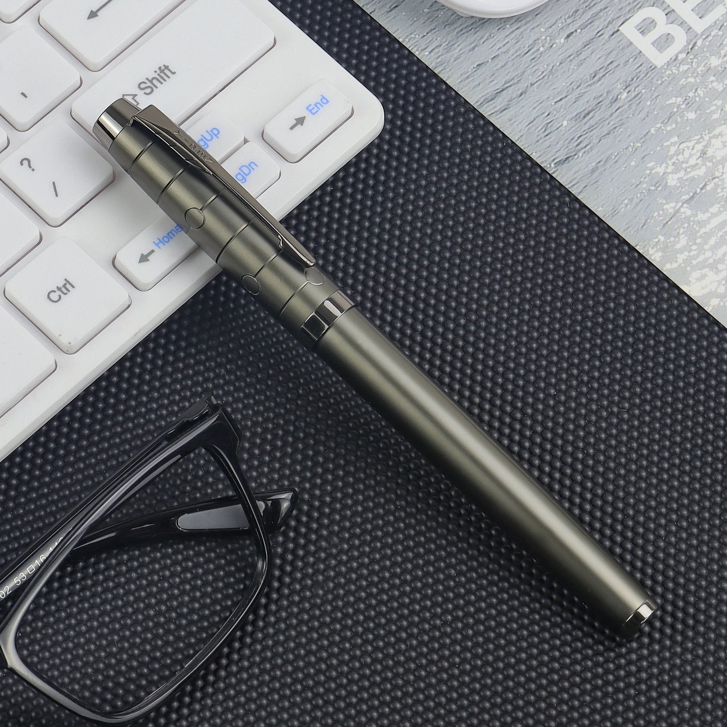 Luxury Gunmetal Fountain Pen - Stylish Metal Writing Pen with Mechanical Feel for Professional Use & Gifting