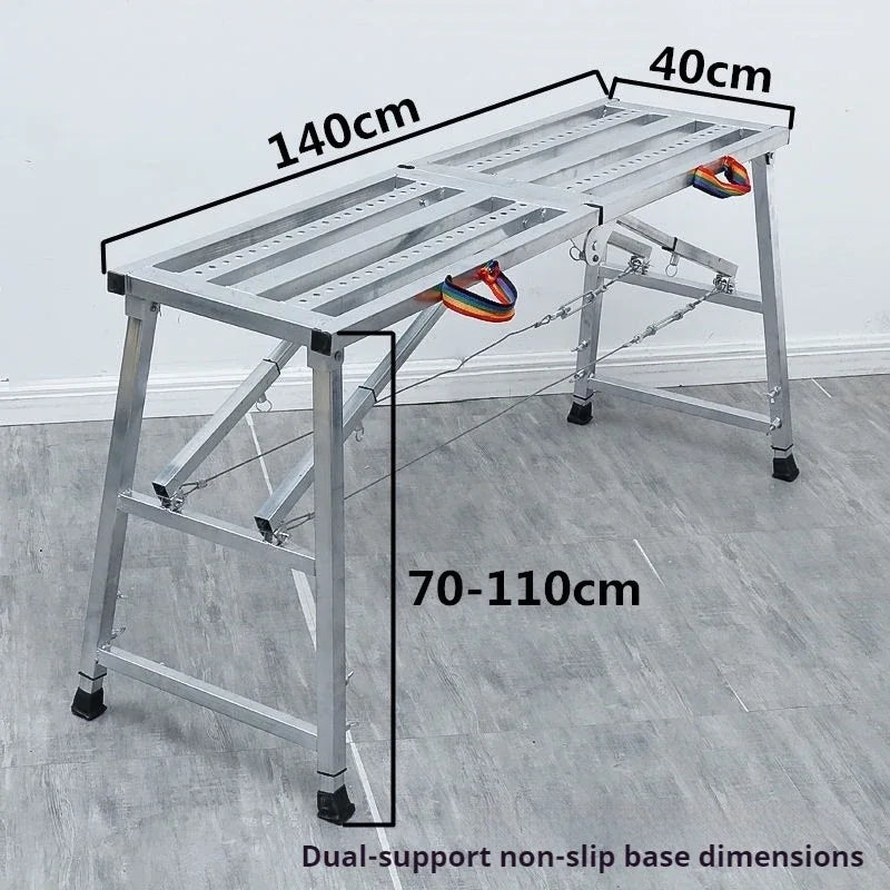 Foldable Steel Scaffolding Ladder – Portable Construction Workbench & Elevated Platform for Home Decoration, Renovation & Heavy-Duty Building Use