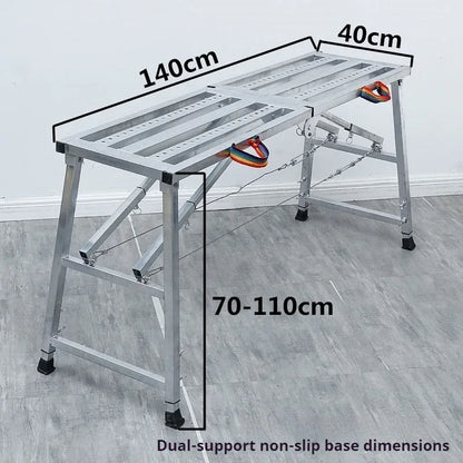 Foldable Steel Scaffolding Ladder – Portable Construction Workbench & Elevated Platform for Home Decoration, Renovation & Heavy-Duty Building Use