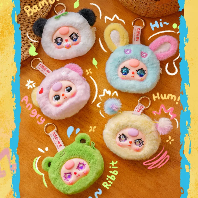 Baby Series Plush Blind Box Set — 3 Mini Storage Pouches, Earphone & Makeup Bag Mystery Gift Pendant