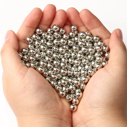 Round Spacer Beads 3–12mm – Gold & Silver CCB Smooth Loose Balls for DIY Bracelet Jewelry Making Accessories