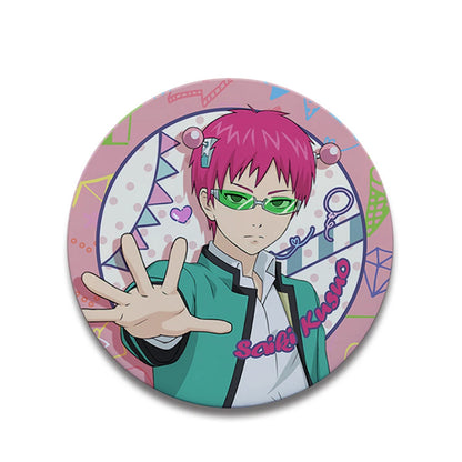 Saiki K Anime 58mm Badge Pin - Saiki Kusuo & Teruhashi Kokomi Cosplay Tinplate Brooch Gift